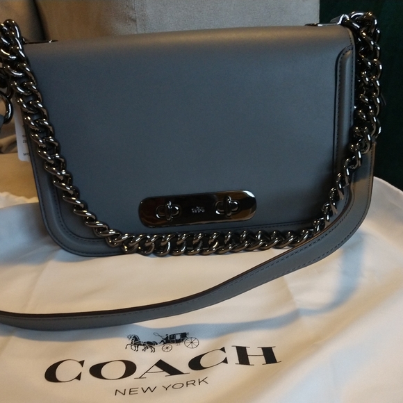 ✨NWT✨😍Coach Genuine Leather Bag w/chain strap - Picture 3 of 12